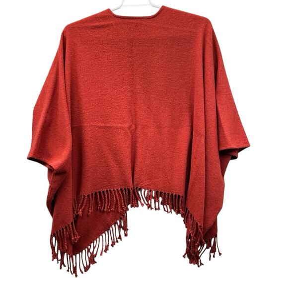 Talbots Poncho Shawl Cardigan Women One Size Wool Fringe Hippie Boho - Picture 11 of 11